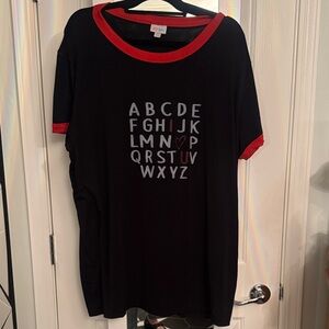 Lularoe Liv Valentine Teacher Alphabet Graphic T-Shirt